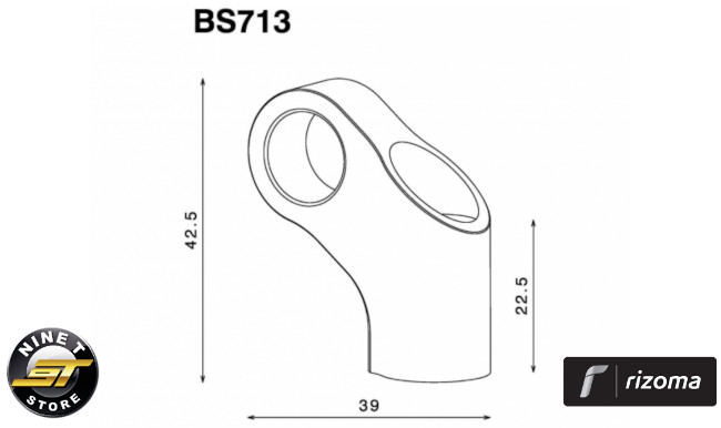 Adaptateur rétroviseurs Rizoma BS713B